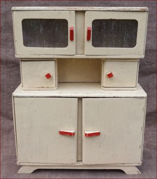 Vintage Doll House Furniture Hoosier Type French Kitchen Cabinet Buffet 1950