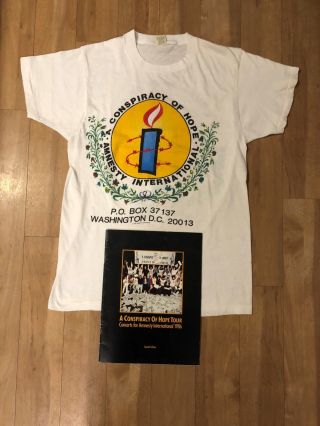 Amnesty International 1986 Conspiracy Of Hope Vintage T - Shirt; Size Large