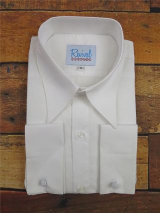 Revival White Spearpoint Collar 1930s 40s Vintage Style All Cotton Mens Shirt