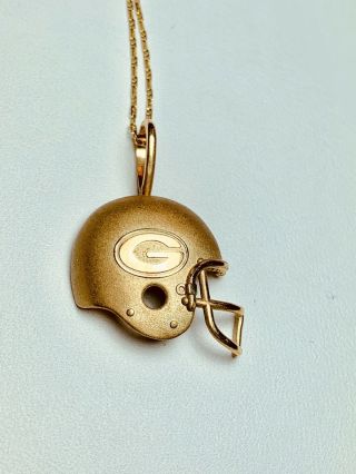 Vintage 14k Yellow Gold Green Bay Packers Football Pendant Necklace