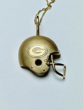 Vintage 14K Yellow Gold Green Bay Packers Football Pendant Necklace 3