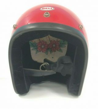 Vintage Bell Rt Open Face Motorcycle Helmet: Size 7 3/8 ",  Red,  Reupholstered