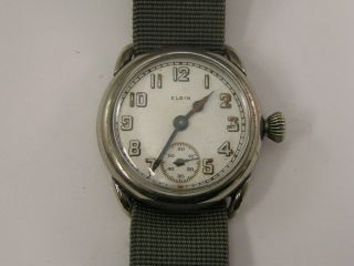 Vintage Elgin Trench Watch Solid Lugs 1915 - 17
