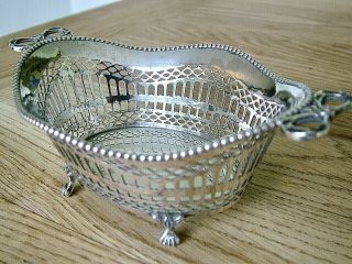 Fine Quality Antique Hm1910 Amsterdam Solid Silver Dutch Basket Dish 113 Grams