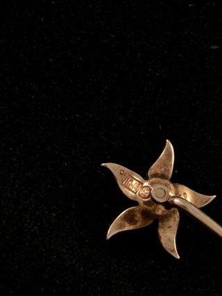 VINTAGE ART NOUVEAU 14K YELLOW GOLD STICK PIN: SEED PEARL & DIAMOND STAR,  SIGNED 5