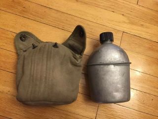 Wwii Ww2 Us U.  S.  Canteen,  1945 Dated,  Army,  Cover,  M1910,  Military,  Vintage