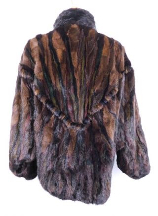 Vintage 1980s 80s Lux Real Mink Fur Coat Multi Color Dyed Batwing Sleeves Glam L 5