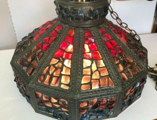 Rare Vintage Chunky Lucite Glass Swag Lamp Light Tiki Tiffany Candy Chunk Mcm