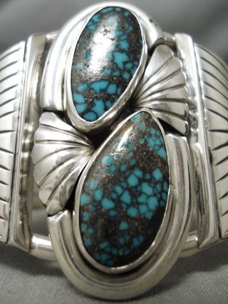 VERY RARE VINTAGE NAVAJO GREEN BISBEE TURQUOISE STERLING SILVER BRACELET OLD 3