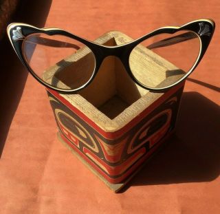 1950s Vintage Lucite Cat Eye 5 1/2 American Optical Glasses Rainbow design edge 7