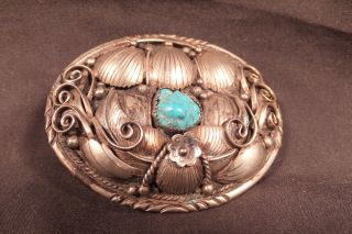 Vintage Old Pawn Navajo Sterling & Turquoise Belt Buckle