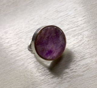 Vintage Randers Silver Amethyst Ring Danish Modernist Design 925 Sterling Sz 5.  5 3