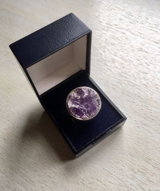 Vintage Randers Silver Amethyst Ring Danish Modernist Design 925 Sterling Sz 5.  5 7