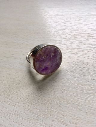 Vintage Randers Silver Amethyst Ring Danish Modernist Design 925 Sterling Sz 5.  5 8