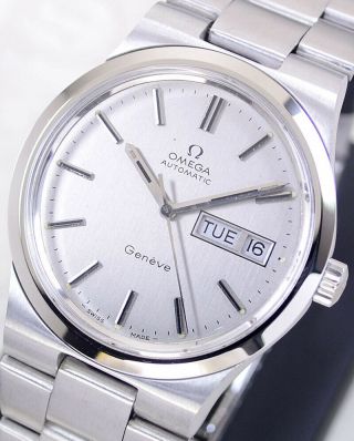 Vintage Omega Geneve Automatic Cal 1022 Day&date Silver Dial Men 