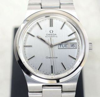 VINTAGE OMEGA GENEVE AUTOMATIC CAL 1022 DAY&DATE SILVER DIAL MEN ' S WATCH 2