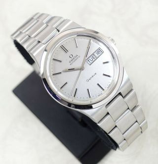 VINTAGE OMEGA GENEVE AUTOMATIC CAL 1022 DAY&DATE SILVER DIAL MEN ' S WATCH 4