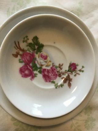 Vintage Child ' s 17;Piece Tea Set White with Pink Roses Made In China 3