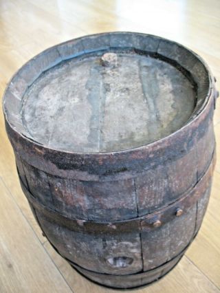 Old Antique Vintage Small Oak Wooden Coopered Whisky Spirits Barrel