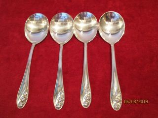 Antique Sterling Silver 4 Gorham Lily Of The Valley Soup Spoons