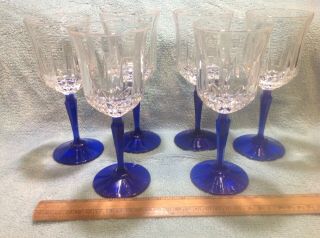 6 Vintage Saint George Cobalt Blue Stem Heritage Pattern Champagne Glasses Rare