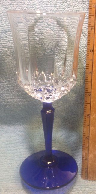 6 Vintage Saint George Cobalt Blue Stem Heritage Pattern Champagne Glasses Rare 3