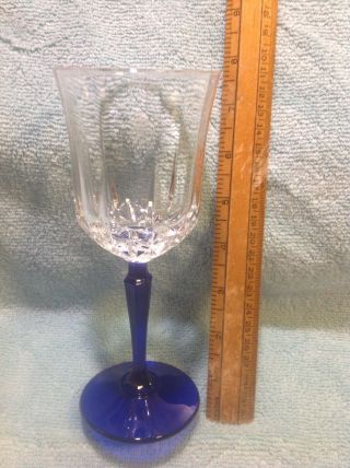 6 Vintage Saint George Cobalt Blue Stem Heritage Pattern Champagne Glasses Rare 4