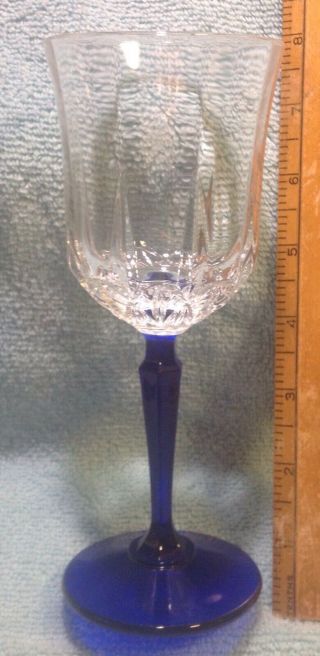 6 Vintage Saint George Cobalt Blue Stem Heritage Pattern Champagne Glasses Rare 5