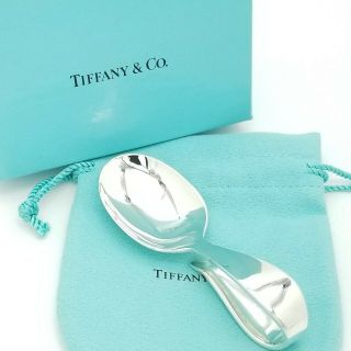 Tiffany & Co.  Sterling Silver Baby Curved Handle Loop Feeding Spoon Pouch & Box