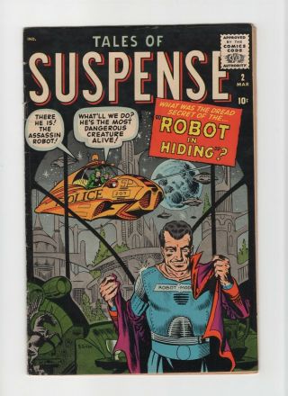Tales Of Suspense 2 Vintage Marvel Atlas Comic Robot Cover Golden Age 10c