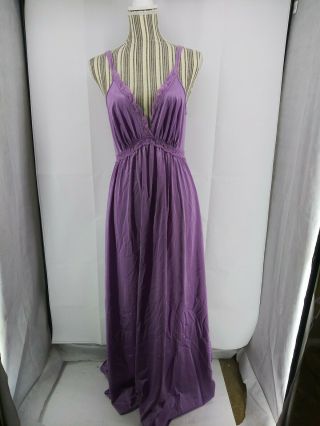 Vintage Olga Sexy Purple Nightgown Open Back Sweep 9633 Size Large