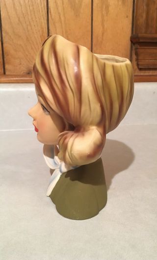 VINTAGE YOUNG LADY HEAD VASE HTF ENESCO JAPAN 7” 5