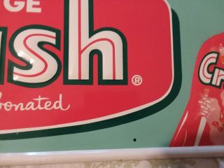 RARE 1950 ' s DRINK ORANGE CRUSH EMBOSSED METAL SIGN SODA POP BOTTLE KIST COKE 66 12