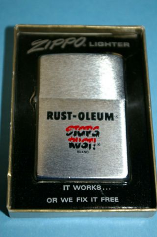 Nos Vintage Zippo Lighter 1972 Advertising Rust - Oleum Stops Rust Brand