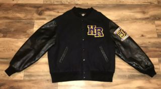 Hard Rock Hotel Las Vegas Vintage 90s Wool Leather Varsity Letter Jacket Mens XL 2