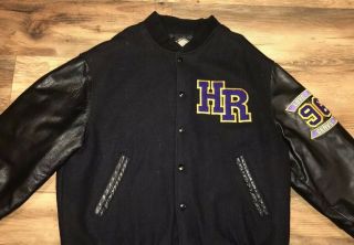 Hard Rock Hotel Las Vegas Vintage 90s Wool Leather Varsity Letter Jacket Mens XL 4