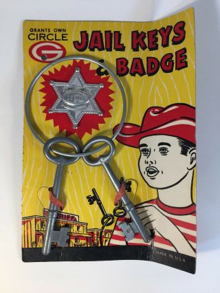 Vintage 1960s Toy Jail Keys And Badge