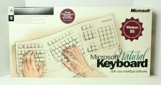 1995 Microsoft Ergonomic Natural Keyboard Ps/2 Old Stock Vtg