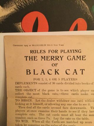 RARE 1905 The Merry Black Cat Halloween Game McLoughlin Bros NY Complete 11