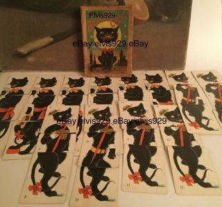 RARE 1905 The Merry Black Cat Halloween Game McLoughlin Bros NY Complete 2