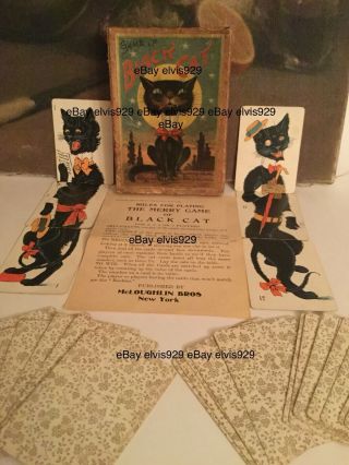 RARE 1905 The Merry Black Cat Halloween Game McLoughlin Bros NY Complete 4