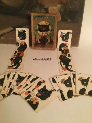 RARE 1905 The Merry Black Cat Halloween Game McLoughlin Bros NY Complete 5