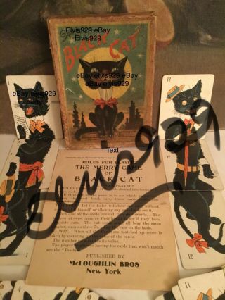 RARE 1905 The Merry Black Cat Halloween Game McLoughlin Bros NY Complete 8