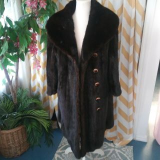 A.  Dworkin Philadelphia Ladies Size Xl Dark Brown Real Mink Coat Vintage Jacket