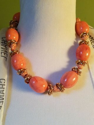 Vintage Yves St Laurent Ysl Chunky Bead Necklace On A Silk Cord Stunning