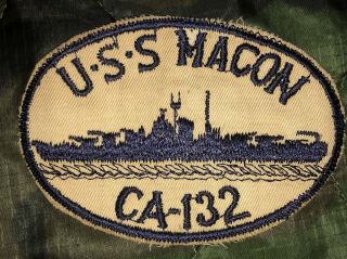 Post Ww2 1950s Us Navy Uss Macon (ca 132) Oval Patch,  Rare