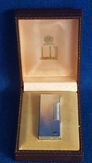 Vintage Boxed 1980 - 90s Stylish Silver Dunhill Rollagas Cigarette Lighter