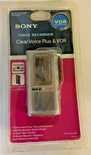 Vintage Sony Microcassette Voice Recorder Clear Voice Plus & Vor Nos M570 - V Nip