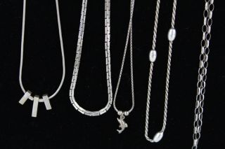 10 x Vintage.  925 Sterling Silver CHAIN NECKLACES inc.  Choker,  Collar (212g) 5