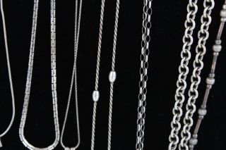 10 x Vintage.  925 Sterling Silver CHAIN NECKLACES inc.  Choker,  Collar (212g) 6